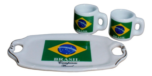 Mini Jogo De Canecas Campinas Brasil Em Cerâmica 165g 10ml