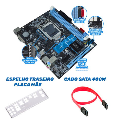 Kit Upgrade Intel Core I3 3240 + Placa Mãe 1155 + 8gb Ddr3