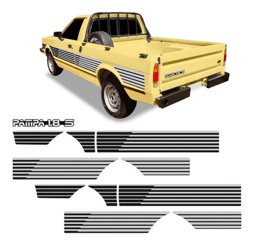 Imagem 1 de 6 de Kit Faixa Ford Pampa 1994 Adesivo Lateral Modelo Original