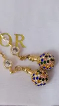Comprar Aretes Dior Largos Acero Colgante Strass Multicolor 7.5 Cm