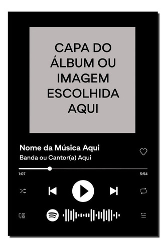 Imagem 1 de 5 de Placa Decorativa Interativa Música Spotify 15x21cm