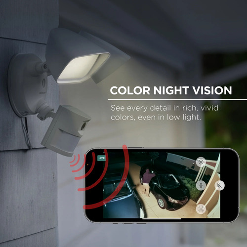 Merkury Camara De Seguridad Con Reflector Inteligente Alerta Blanco