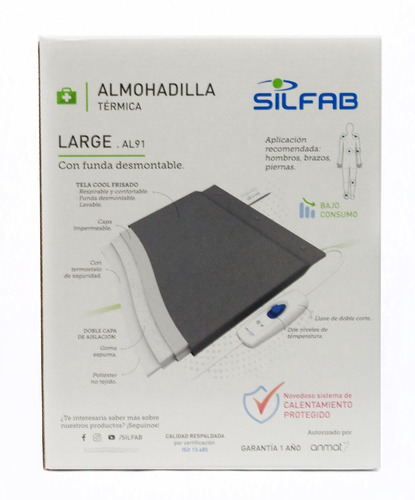 Imagen 11 de 11 de Almohadilla Eléctrica Silfab Espalda Large 41 X 28 Cm - AL91