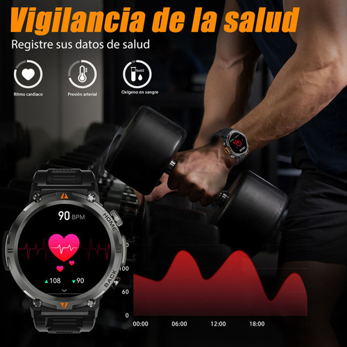 * Reloj Inteligente Militar Eigiis Ke3 Con Linterna De