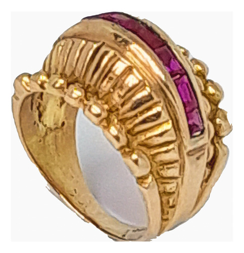 Anillo Oro 18kl Rubíes Mod Chevallier