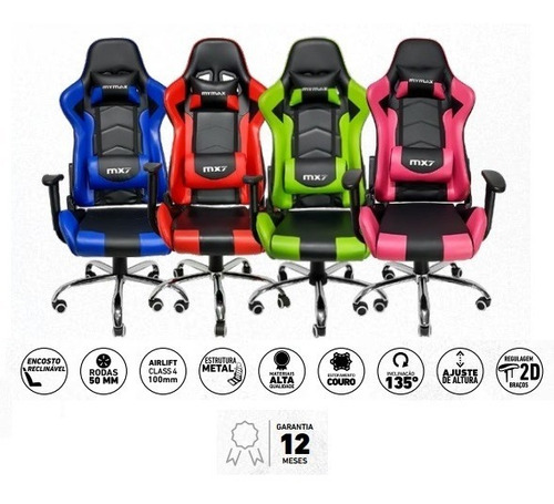 Cadeira Gamer Mx7 Giratoria Preto/vermelho