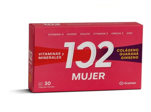 102 Mujer Vitaminas Y Minerales Ginseng Guarana Calcio X 30