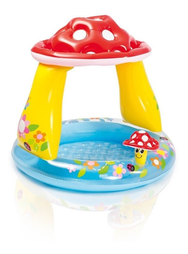 Piscina Infantil Honguito Con Techo Multicolor Para Bebes