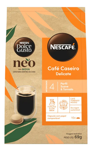 Capsula Dolce Gusto Neo - Café Caseiro Delicate 10 Capsulas