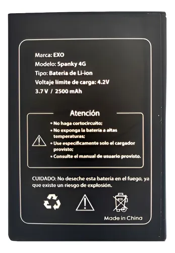 Batería Para Celular Exo Spanky 4g 2500 Mah Extraible Extra