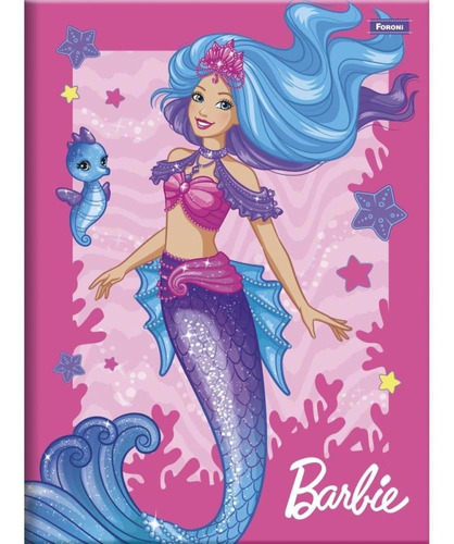 Caderno Brochurao Capa Dura Barbie Mermaid Power 80fls