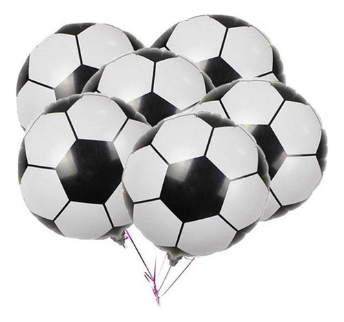 10 Mini Balão Metalizado Bola Futebol 31cm Centro Mesa Festa Cor Branco E Preto