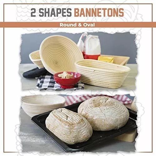 Banneton-cesta Ovalada para fermentación de pan, suministros para hornear,  cuenco, mimbre, ratán, masa, cestas de