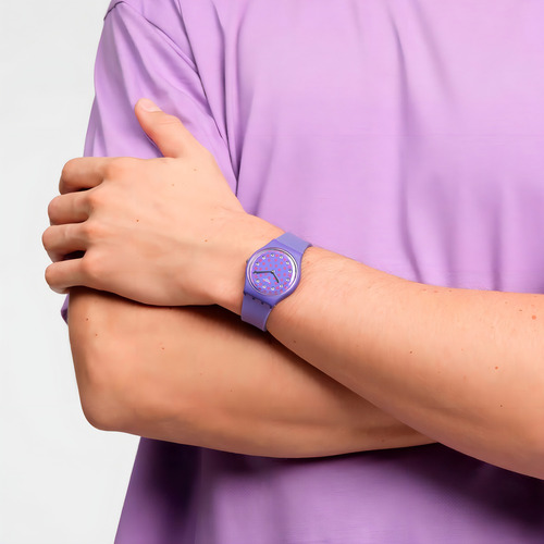 Reloj Swatch Perfect Plum De Silicona Violeta Para Mujer Ss