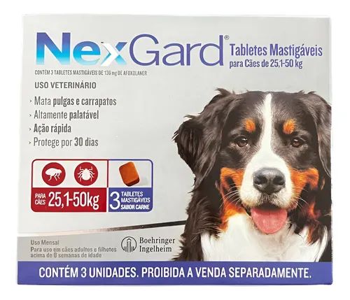 NexGard Cachorro 3 Doses 25 kg à 50 kg Comprimidos