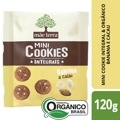 Biscoito Mãe Terra Mini Cookies de banana & cacau sem sal 120 g