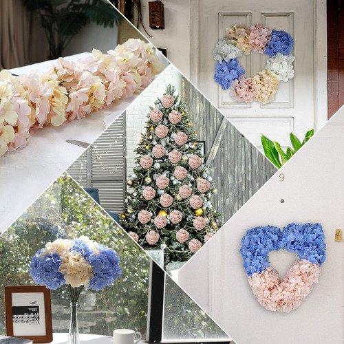 Ramo Hortensias Artificiales Tallo Desmontable 5pzas Blanco