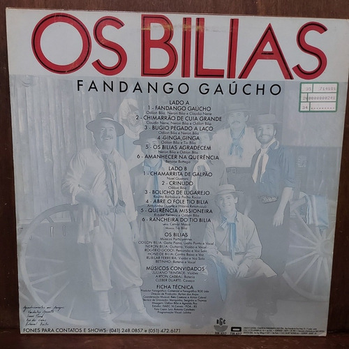 Imagem 2 de 6 de Vinil Lp Os Bilias Fandango Gaúcho