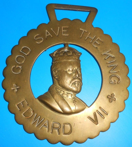 Adorno Bronce Correaje Caballo God Save The King Edward Vii