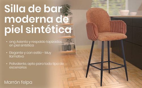 Set 2 Banco Para Barra Desayunadora Para Cocina Taburete Bar Laqueado Marrón