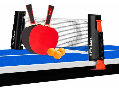 Kit Ping Pong Poker Pro 2 Raquete Rede Retrátil 3 Bolas