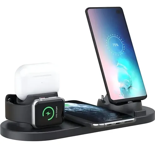 Base De Carga Inalámbrica Multi 6 En 1 Para iPhone Y Android