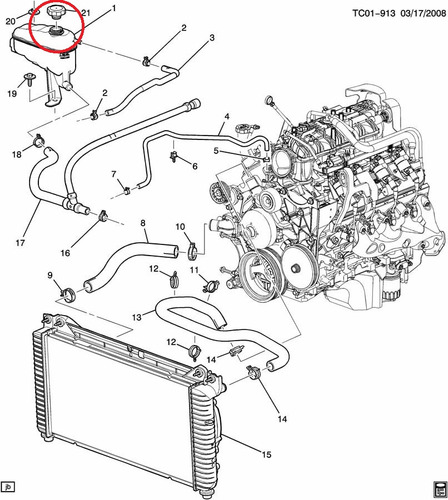 Tapa Envase Refrigerante Cruze Silverado Orlando Colorado Gm