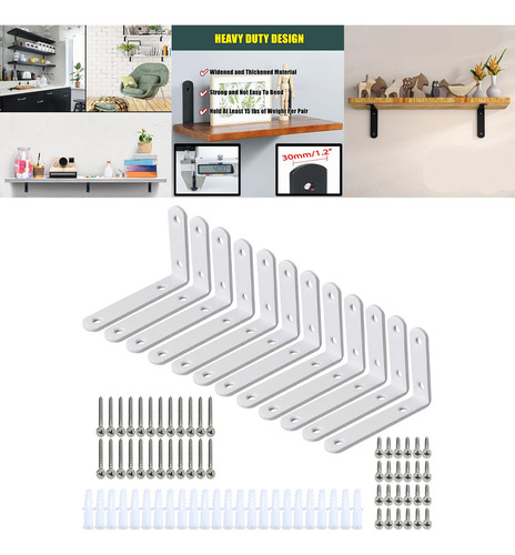 12 Uds. Soportes De Esquina Flotantes Para Estantes 100x64mm