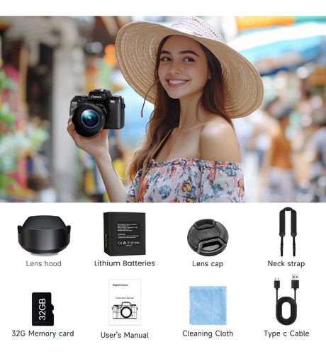 Cámara Digital 8k Para Pantalla Táctil Wifi De Doble Lente D