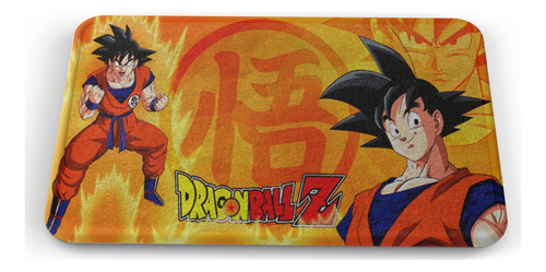 Tapete Dbz Son Goku Fondo Logo Grito Baño Lavable 40x60cm