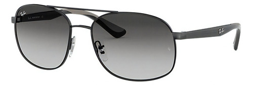 Anteojos de sol Ray-Ban RB3593 Standard con marco de metal color black, lente grey de plástico degradada, varilla black de plástico