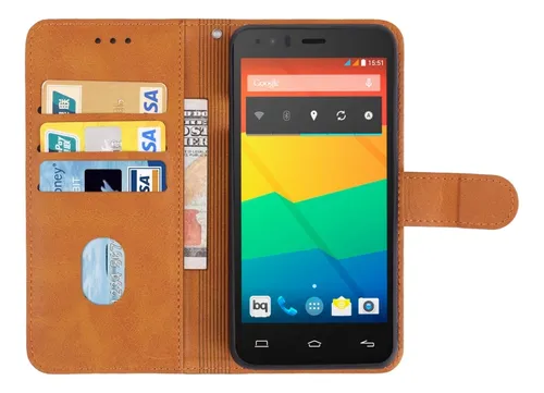 Funda De Teléfono De Piel Negra Para Bq Aquaris E5