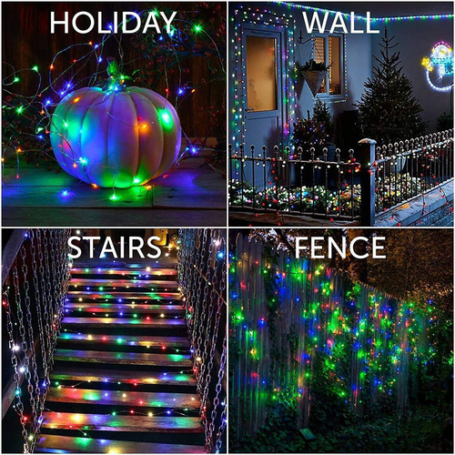 A Flashing Navidad Solar 300 Leds 30m 8 Modos De Luz