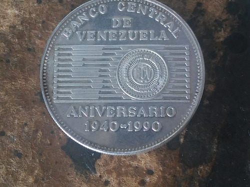 Moneda De Plata. 50 Bolívares. 50 Años Del Bcv (1940-1990