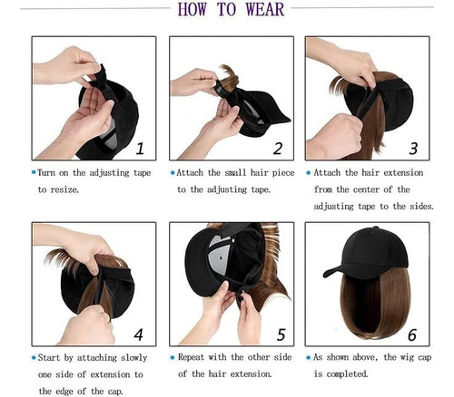 Gorra De Béisbol Con Peluca De Pelo Corto Estilizada, Gorra