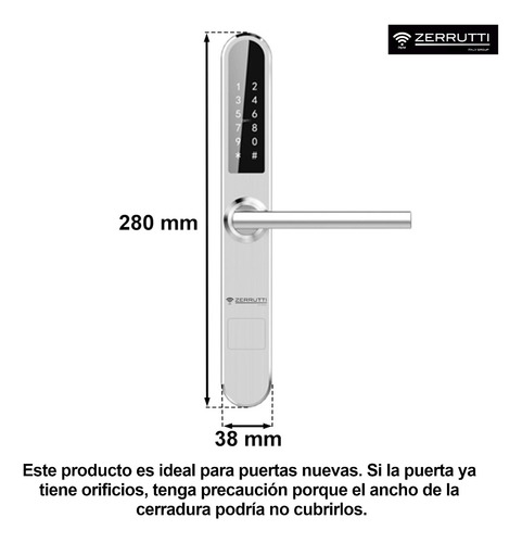 Imagen 3 de 5 de Cerradura Inteligente Zerrutti Ze 8050 Para Puerta Corrediza