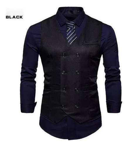 Chaleco De Vestir Azul Real Con Doble Botonadura Para Hombre