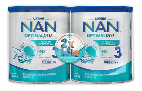 Nestle Nan Optipro 3, (2 Latas De 1.5 Kg C/u)