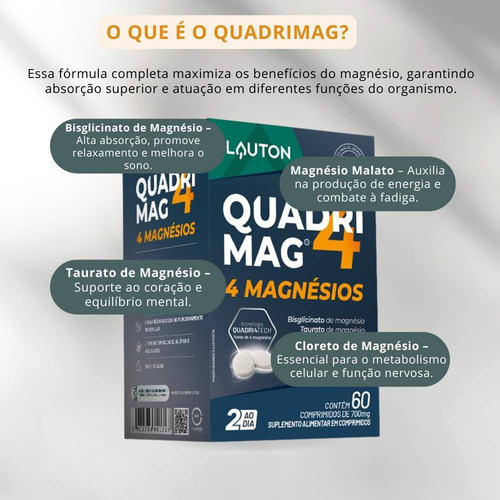 Quadrimag 4 Magnésios 700mg Quadri4tech - Lauton Nutrition