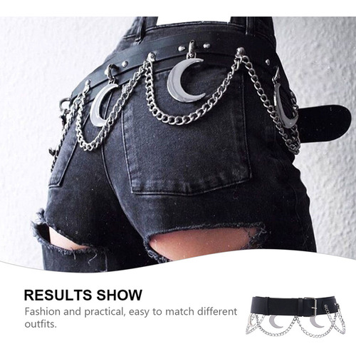 Cinturón Punk Gótico Con Cadena De Cintura En Forma De Media