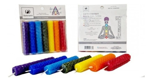 Velas 7 Chakras 7 Colores Miel 9cm