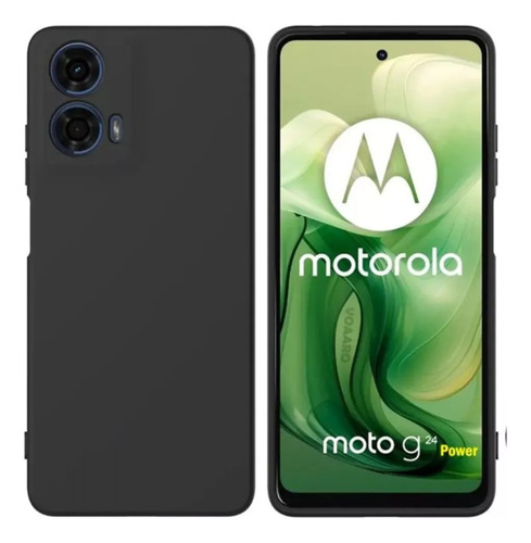 Carcasa Silicona Negro Para Motorola G24 Power+mica Hidrogel