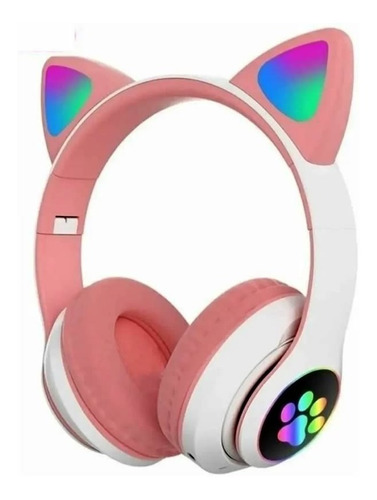 Auriculares Inalámbricos Bluetooth Orejas De Gato - Rosado