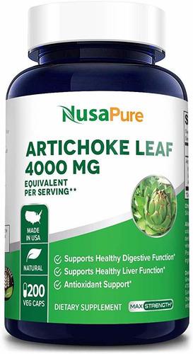 Alcachofa 4000mg 200 Tapas Vegetarianas (no Modificada Genét