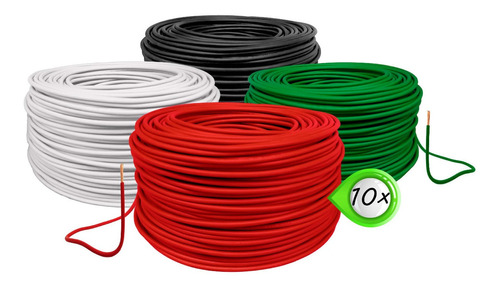 Pack Con 10 Cajas Cable Electrico Calibre 10 Thw 10x100m