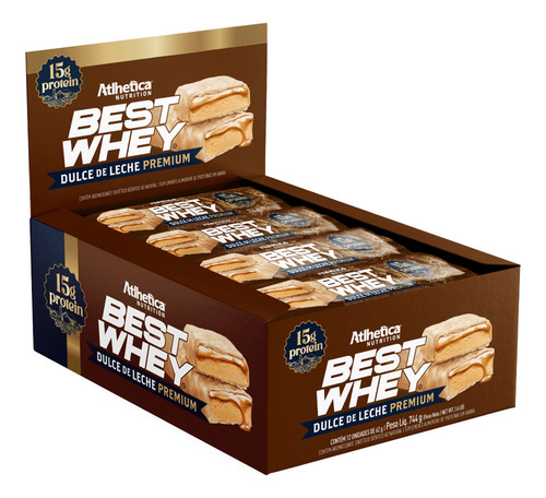 12 Barras Best Whey 15grs Dulce De Leche - Atlhetica
