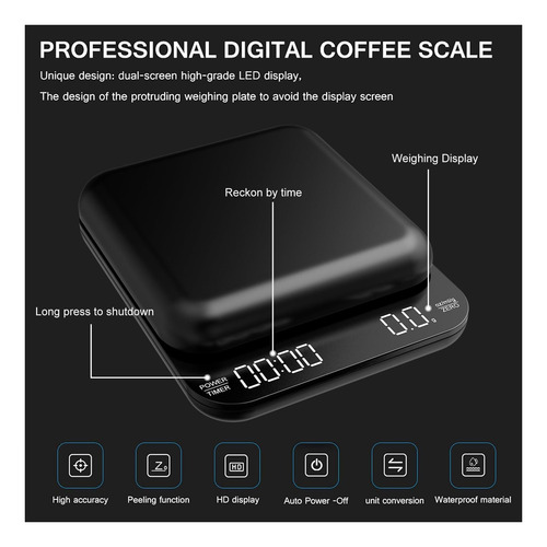 B-qtech Mini Coffee Escala Con Temperador High Precision De
