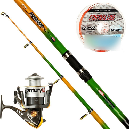 Kit Pesca Caña Telescopica Huracan 3.90 + Reel 602 + Tanza