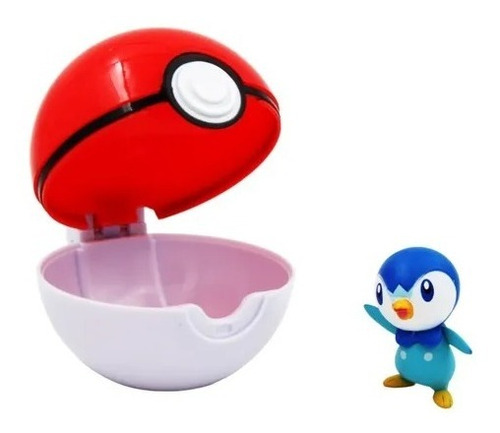 Imagen 2 de 3 de Juguete Pokémon Figura Piplup + Poke Ball Clip N Go Jazwares