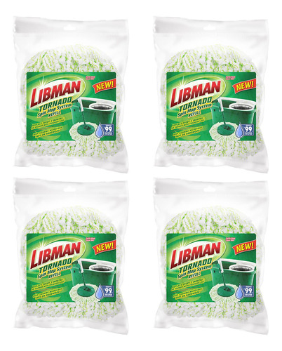 Libman Tornado - Recambios De Mopa Giratoria, Caja De 4 Cabe